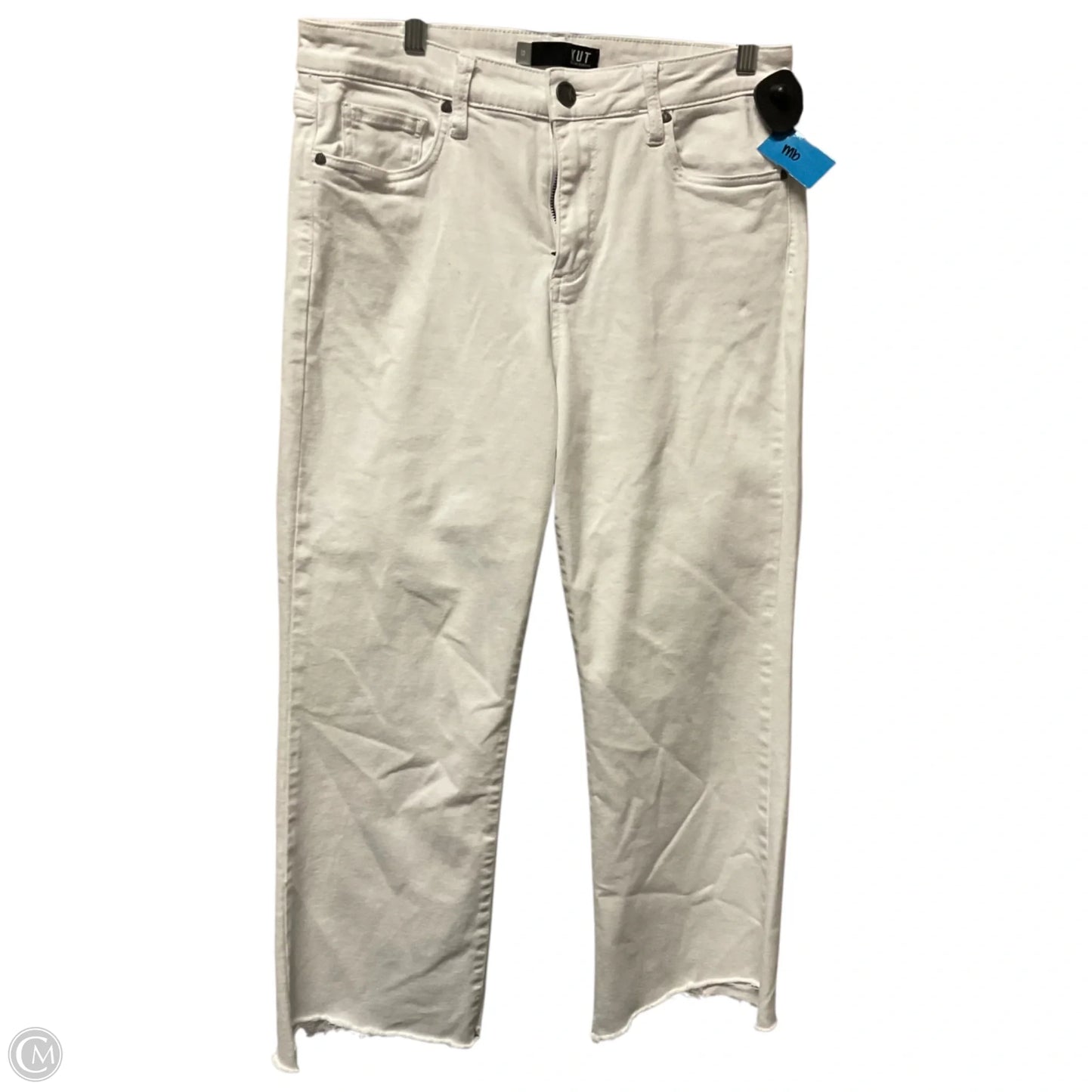 Jeans Flared By Kut In White Denim, Size: 12