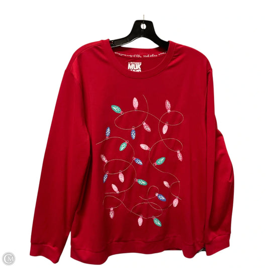 Top Long Sleeve By Muk Luks In Red, Size: L