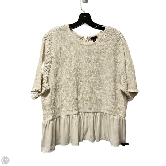 Top Short Sleeve By Ann Taylor In White, Size: Xl