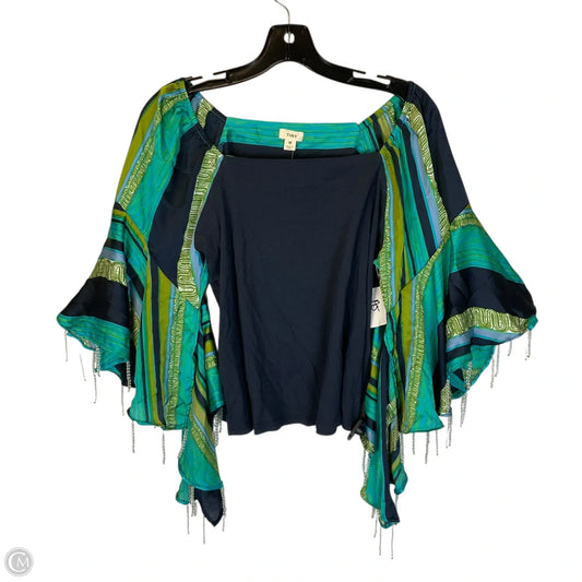 Top Long Sleeve By Tiny In Blue & Green, Size: M