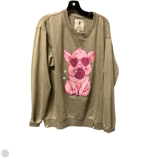 Sweatshirt Crewneck By Simply Southern In Beige, Size: L