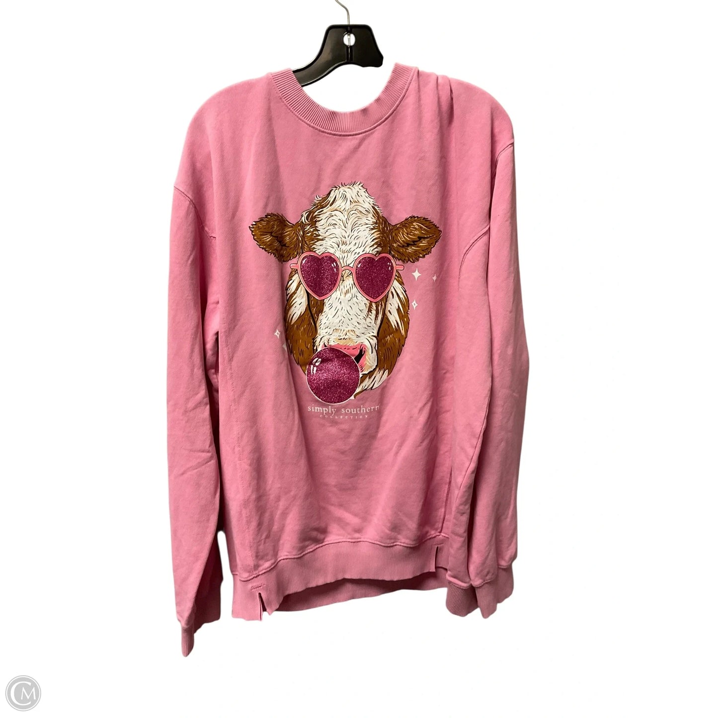 Sweatshirt Crewneck By Simply Southern In Pink, Size: L