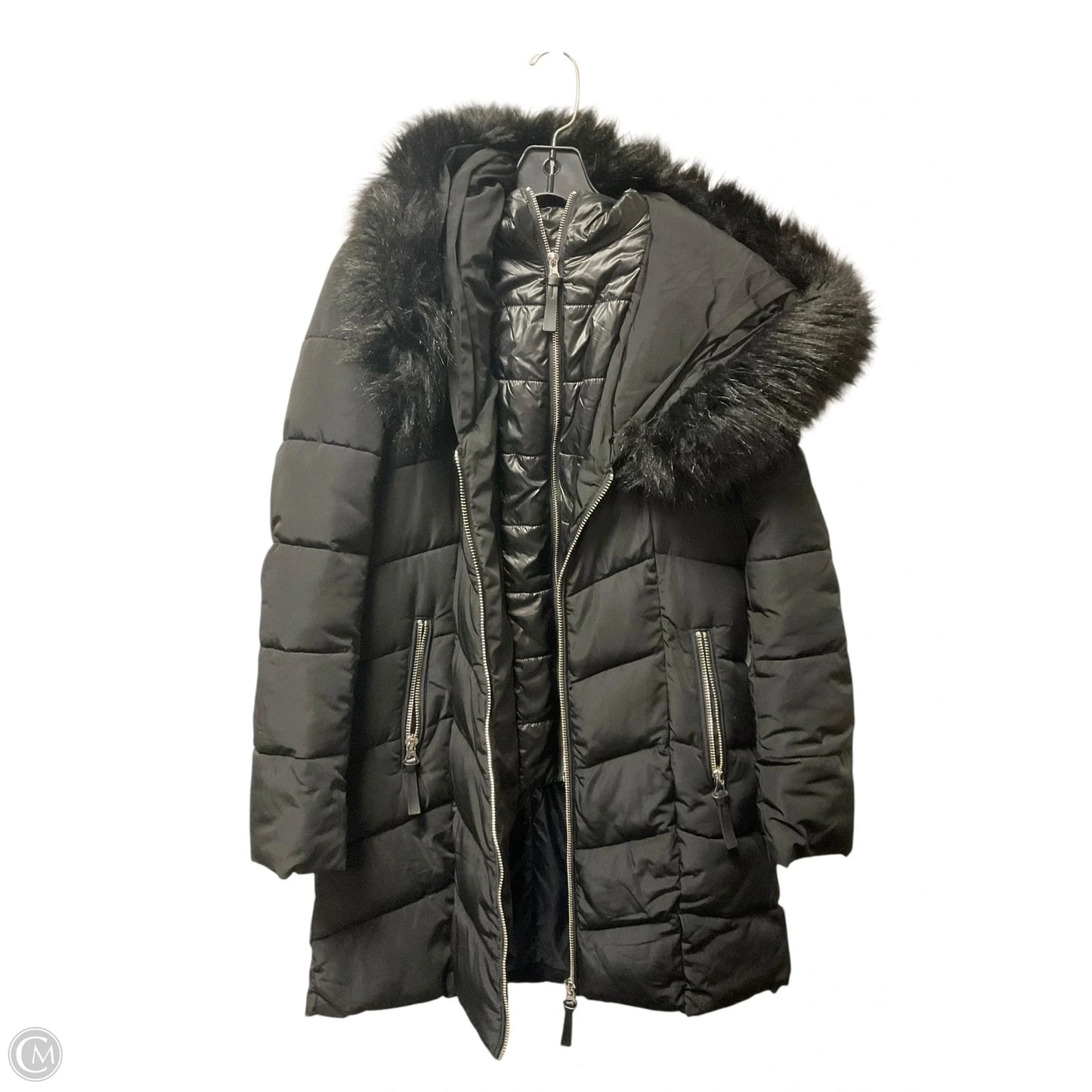 Jacket Puffer & Quilted By Calvin Klein In Black, Size: M