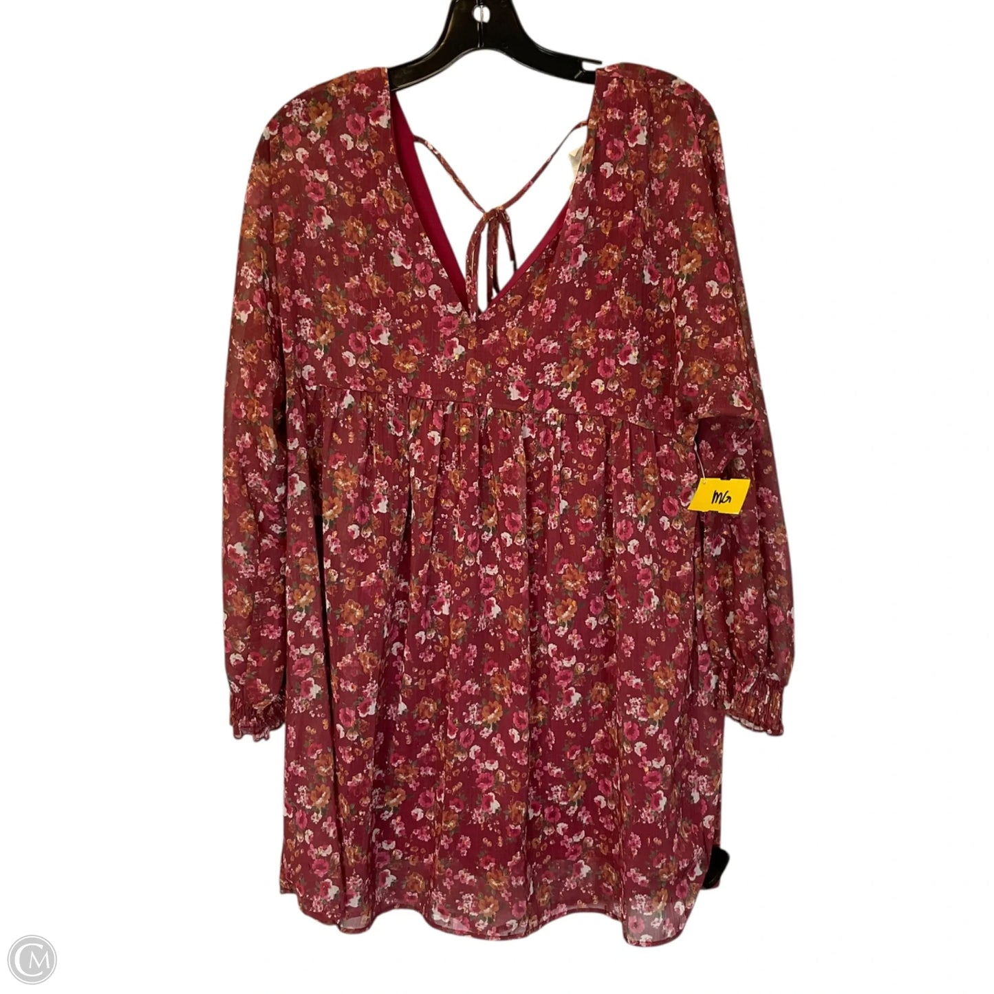 Dress Casual Short By Peach Love Cream California In Maroon, Size: M