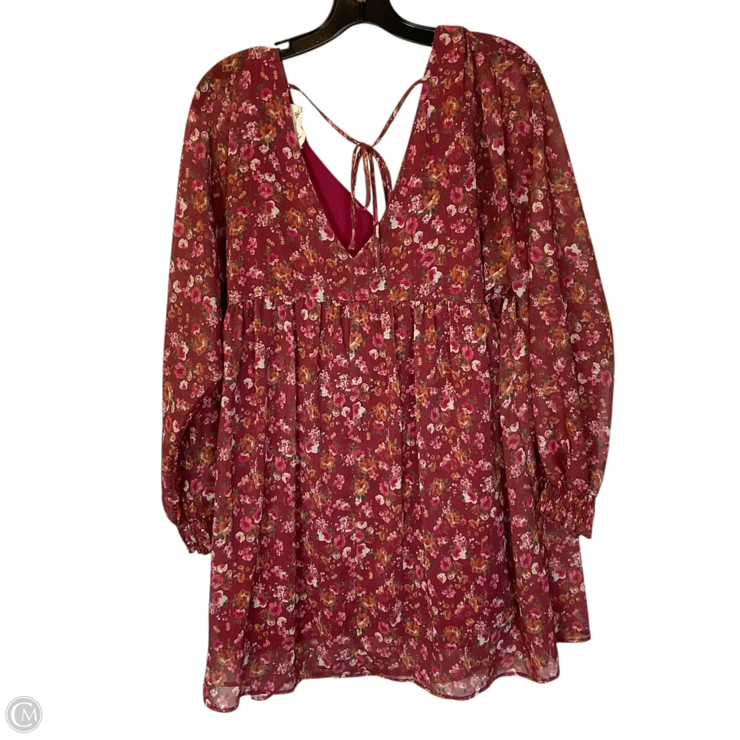 Dress Casual Short By Peach Love Cream California In Maroon, Size: M