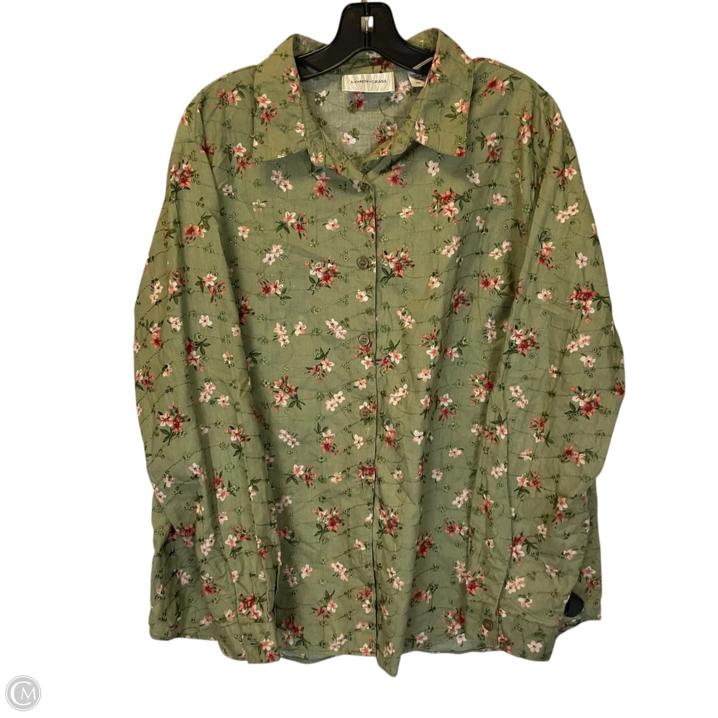 Top Long Sleeve By Lemon Grass In Green, Size: Xl