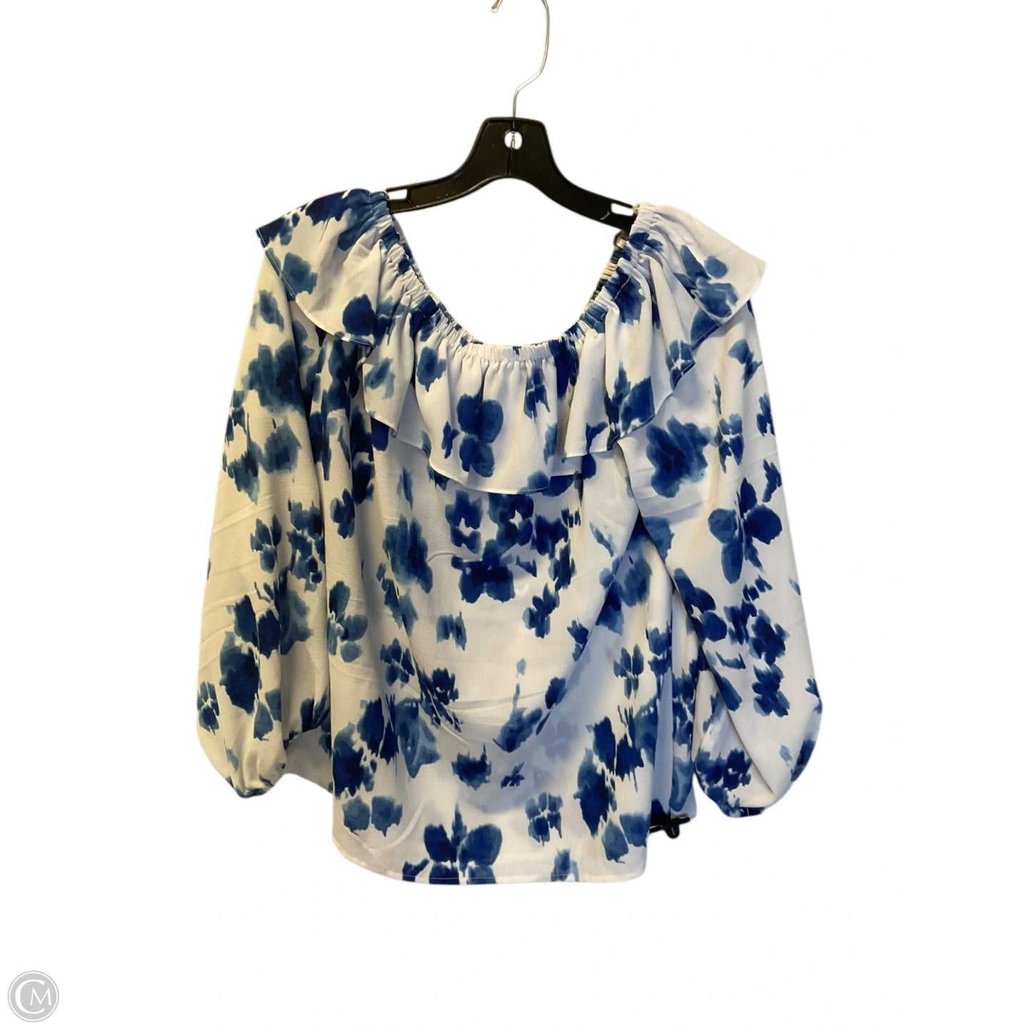 Top Long Sleeve By Michael By Michael Kors In Blue & White, Size: Xl