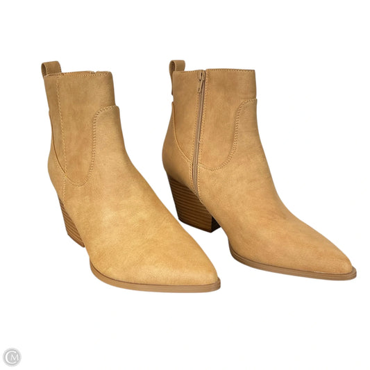 Boots Ankle Heels By Clothes Mentor In Tan, Size: 10