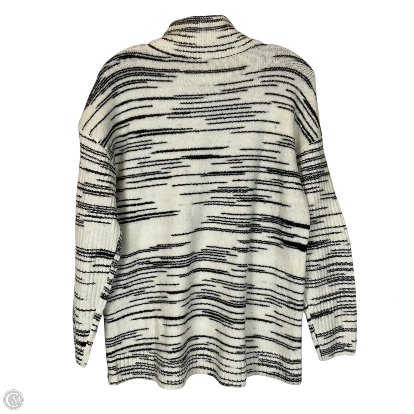 Jacket Fleece By Talbots In Black & Cream, Size: M PETITE