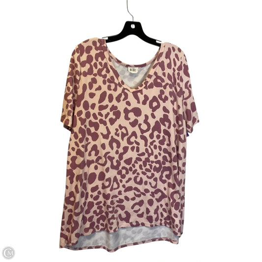 Top Short Sleeve By Bibi In Animal Print, Size: Xl