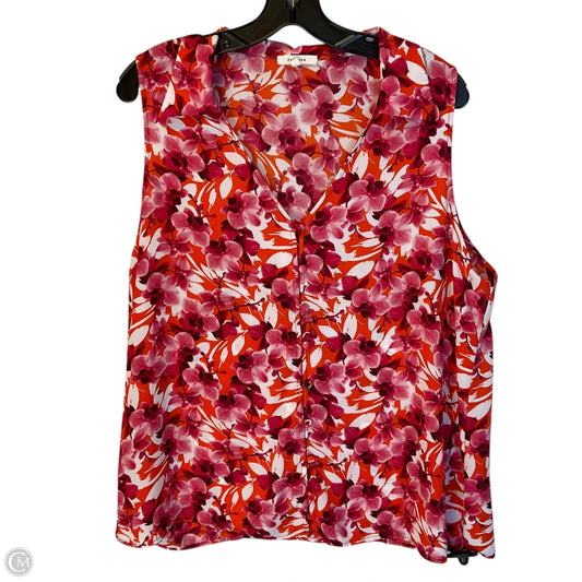 Top Sleeveless By Pleione In Floral Print, Size: Xl