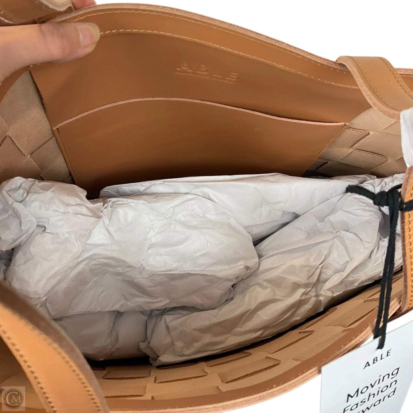 Handbag Leather By Able, Size: Large