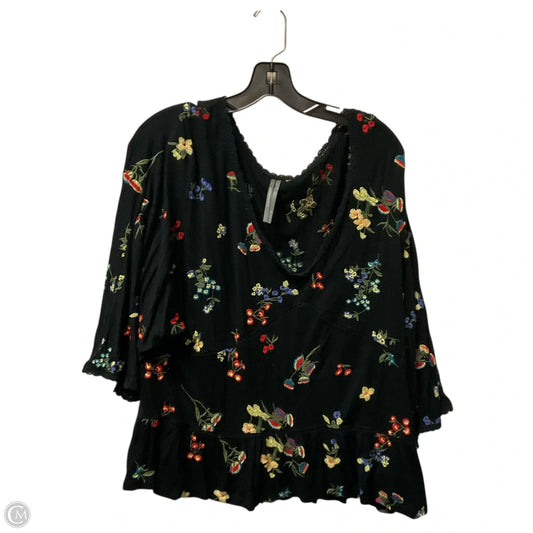 Top 3/4 Sleeve By Anthropologie In Black, Size: Xl