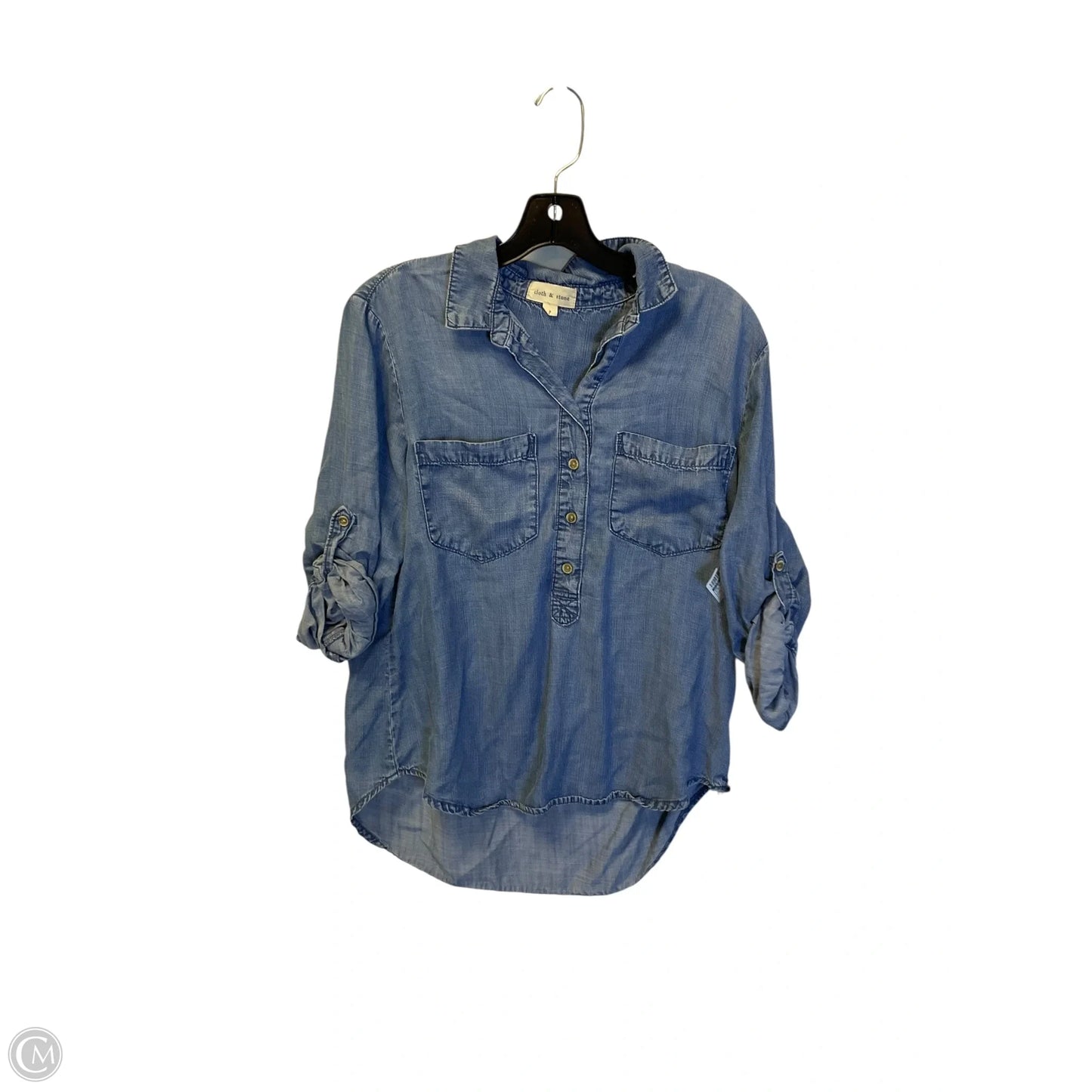 Top 3/4 Sleeve By Cloth & Stone In Blue Denim, Size: L