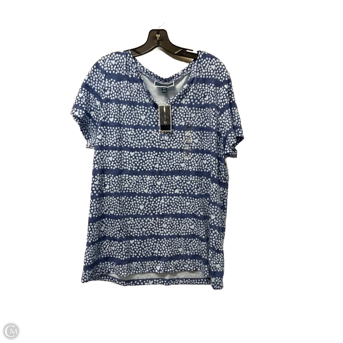 Top Short Sleeve By Karen Scott In Blue, Size: Xxl