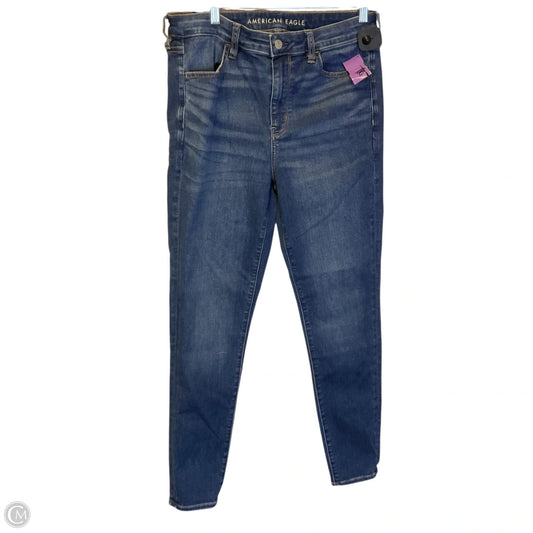 Jeans Skinny By American Eagle In Blue Denim, Size: 14
