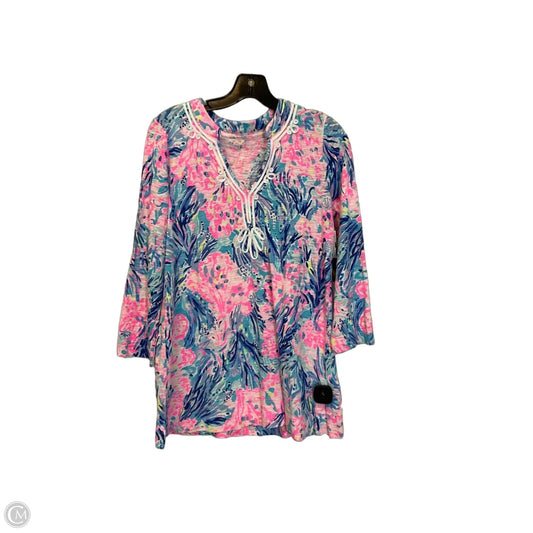 Top Long Sleeve Designer By Lilly Pulitzer In Blue & Pink, Size: S