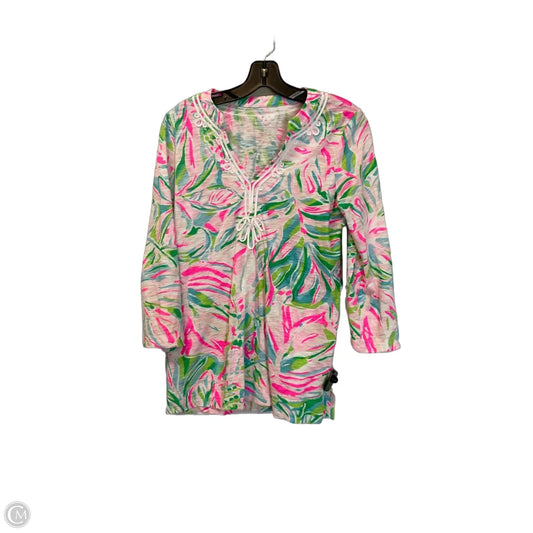 Top Long Sleeve Designer By Lilly Pulitzer In Green & Pink, Size: S