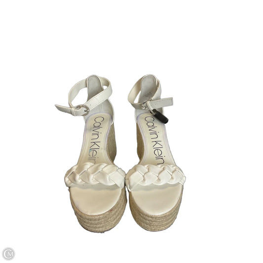 Sandals Heels Wedge By Calvin Klein In White, Size: 7