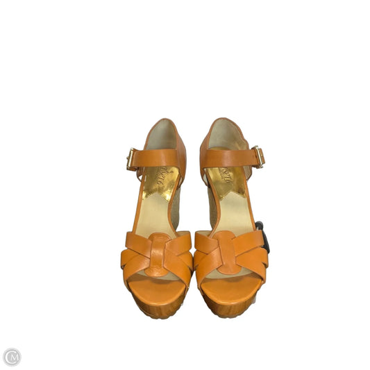 Sandals Heels Wedge By Michael By Michael Kors In Tan, Size: 7.5