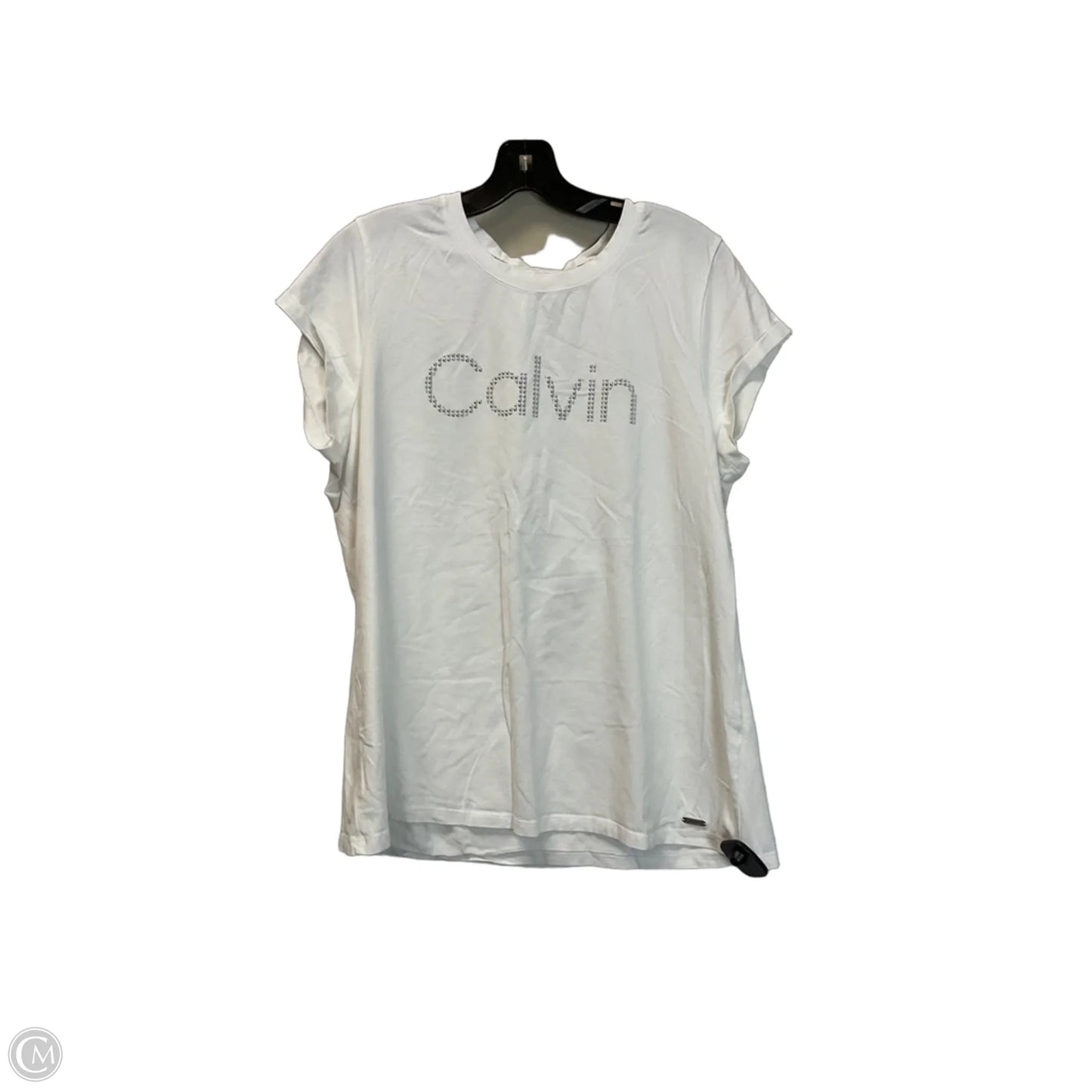 Top Short Sleeve By Calvin Klein In White, Size: Xl
