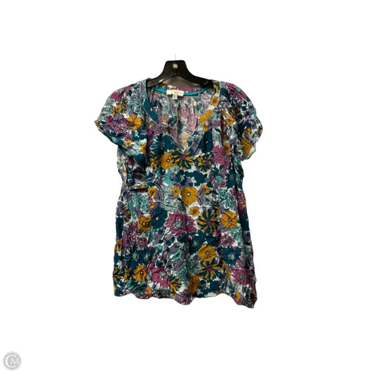 Top Short Sleeve By Umgee In Floral Print, Size: Xl