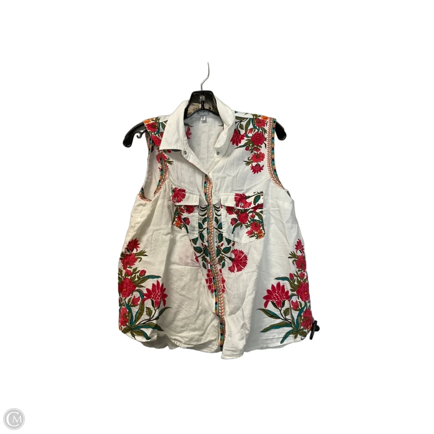 Top Sleeveless By Wonderly In White, Size: M