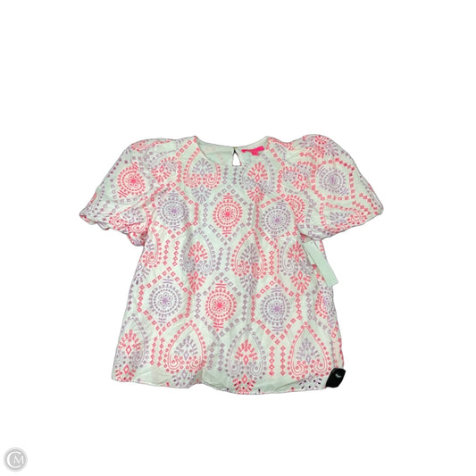 Top Short Sleeve Designer By Lilly Pulitzer In Pink & Purple, Size: L