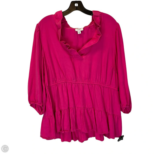 Top 3/4 Sleeve By Crown And Ivy In Pink, Size: 1x