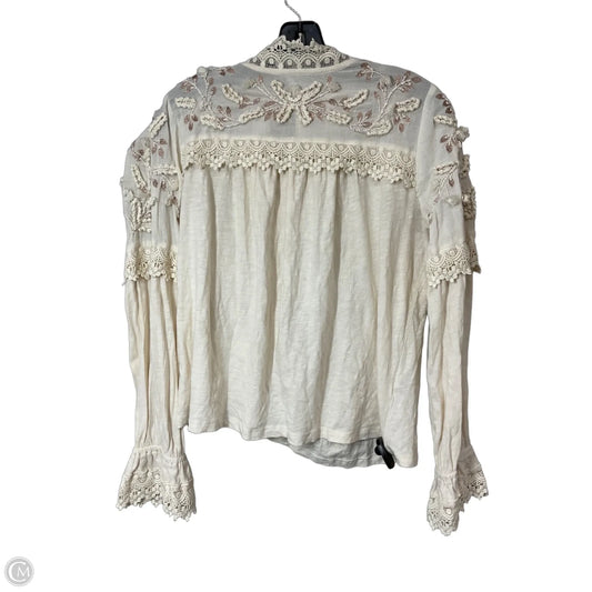 Top Long Sleeve By Anthropologie In Cream, Size: M