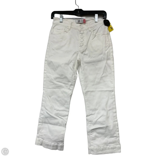 Jeans Cropped By Cabi In White Denim, Size: 2
