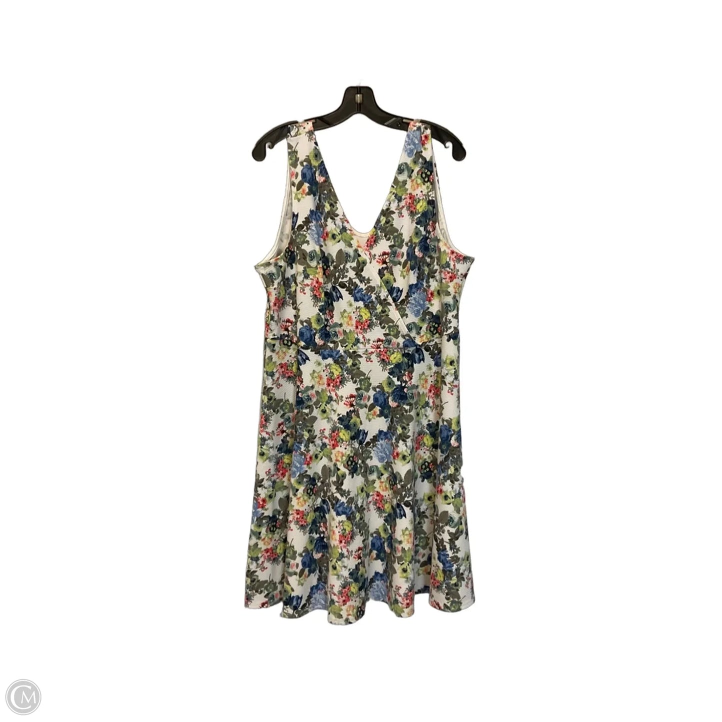 Dress Casual Short By Clothes Mentor In Blue & Cream, Size: 3x
