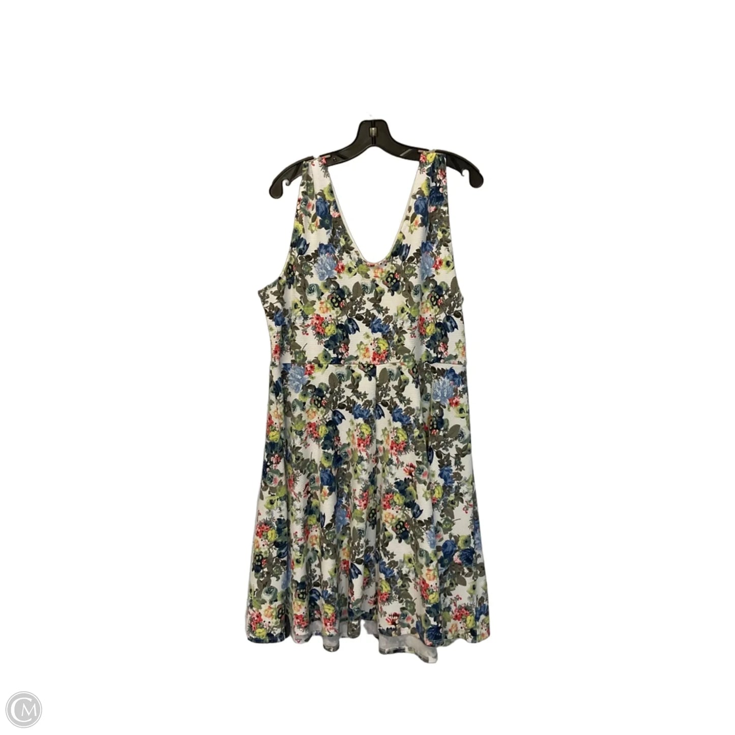 Dress Casual Short By Clothes Mentor In Blue & Cream, Size: 3x