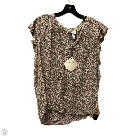 Top Short Sleeve By Knox Rose In Green & Pink, Size: Xxl
