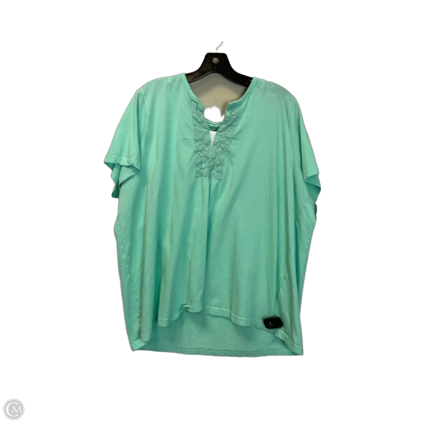 Top Short Sleeve By Laura Scott In Aqua, Size: 2x