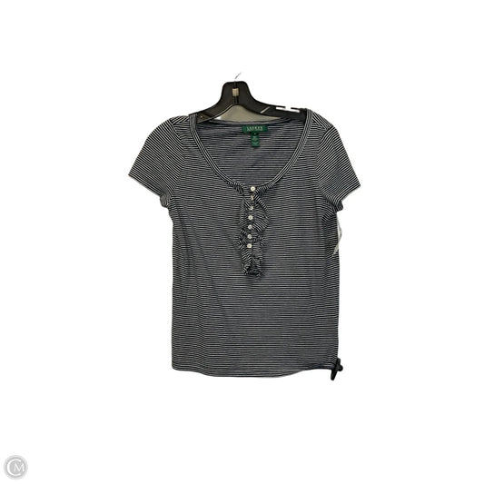 Top Short Sleeve By Lauren By Ralph Lauren In Striped Pattern, Size: M