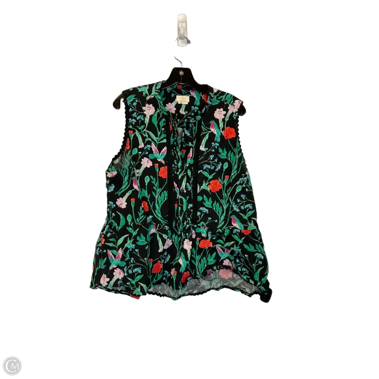 Top Sleeveless Designer By Kate Spade In Black & Green, Size: Xl