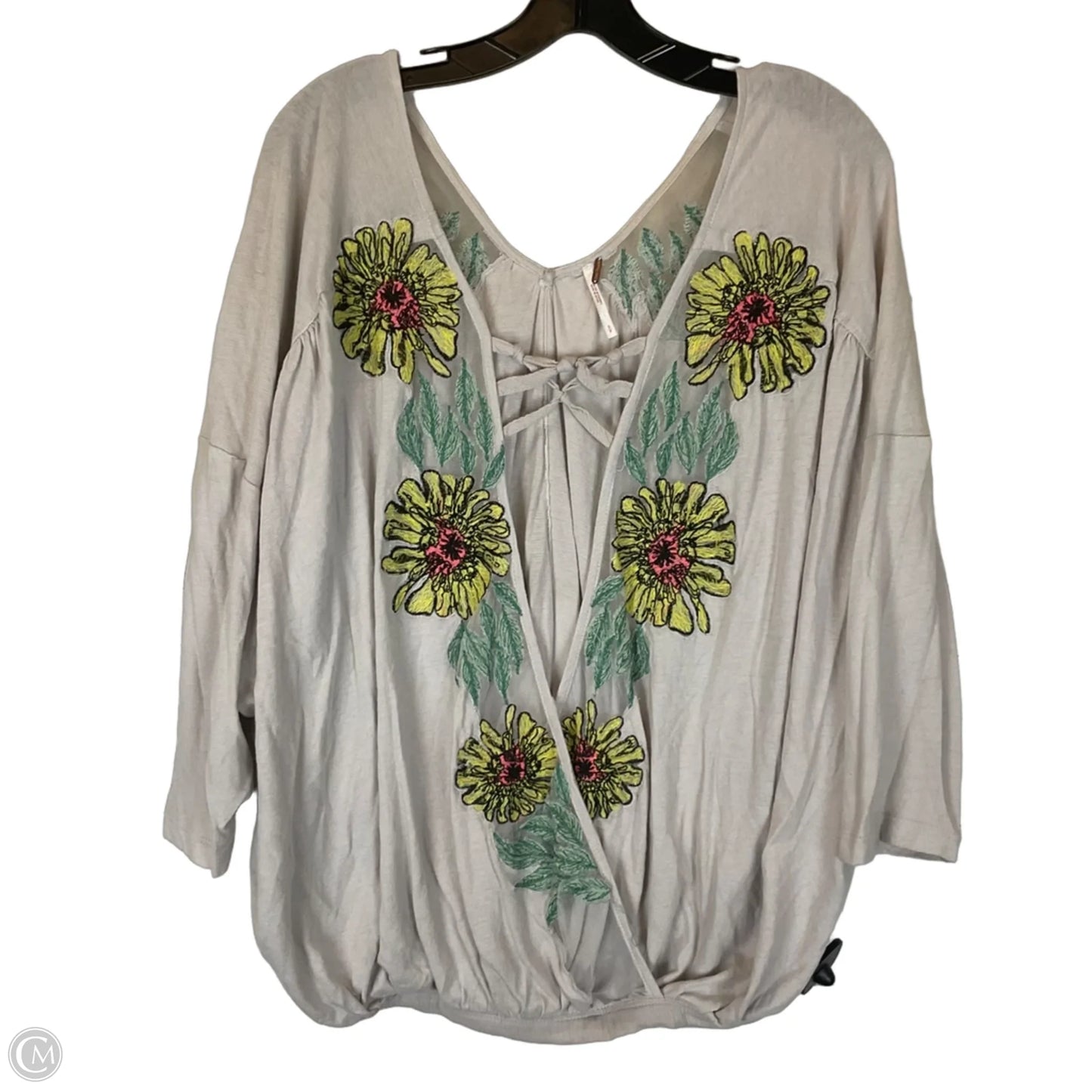 Top 3/4 Sleeve By Free People In Grey, Size: S