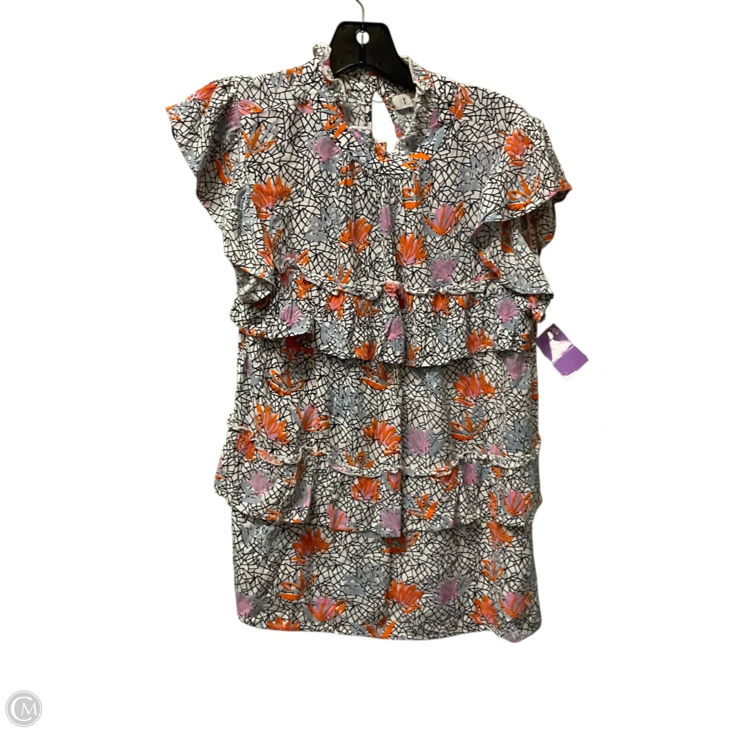 Top Short Sleeve By Thml In Grey & Orange, Size: S