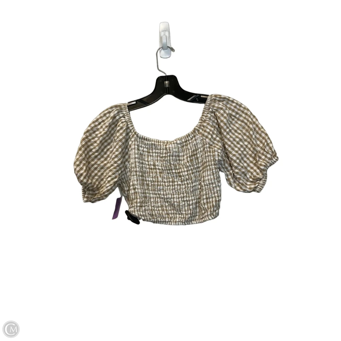 Top Short Sleeve By Sim & Sam In Checkered Pattern, Size: S