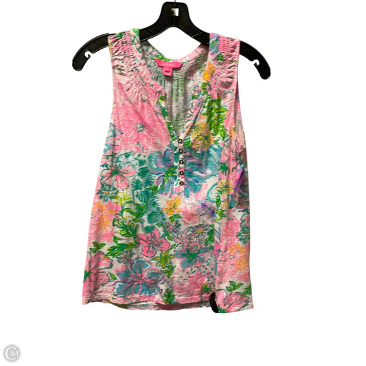 Top Sleeveless Designer By Lilly Pulitzer In Blue & Pink, Size: S