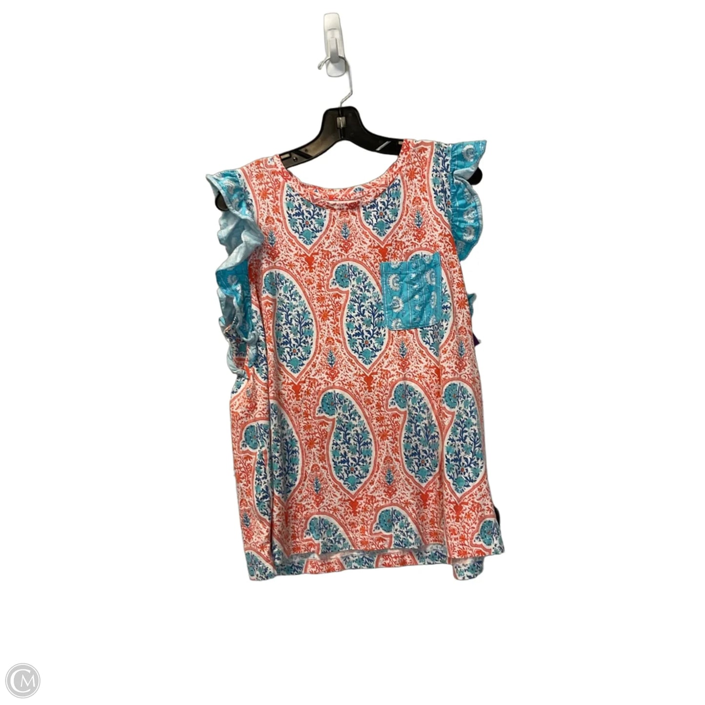 Top Sleeveless By Crown And Ivy In Blue & Orange, Size: Xxl