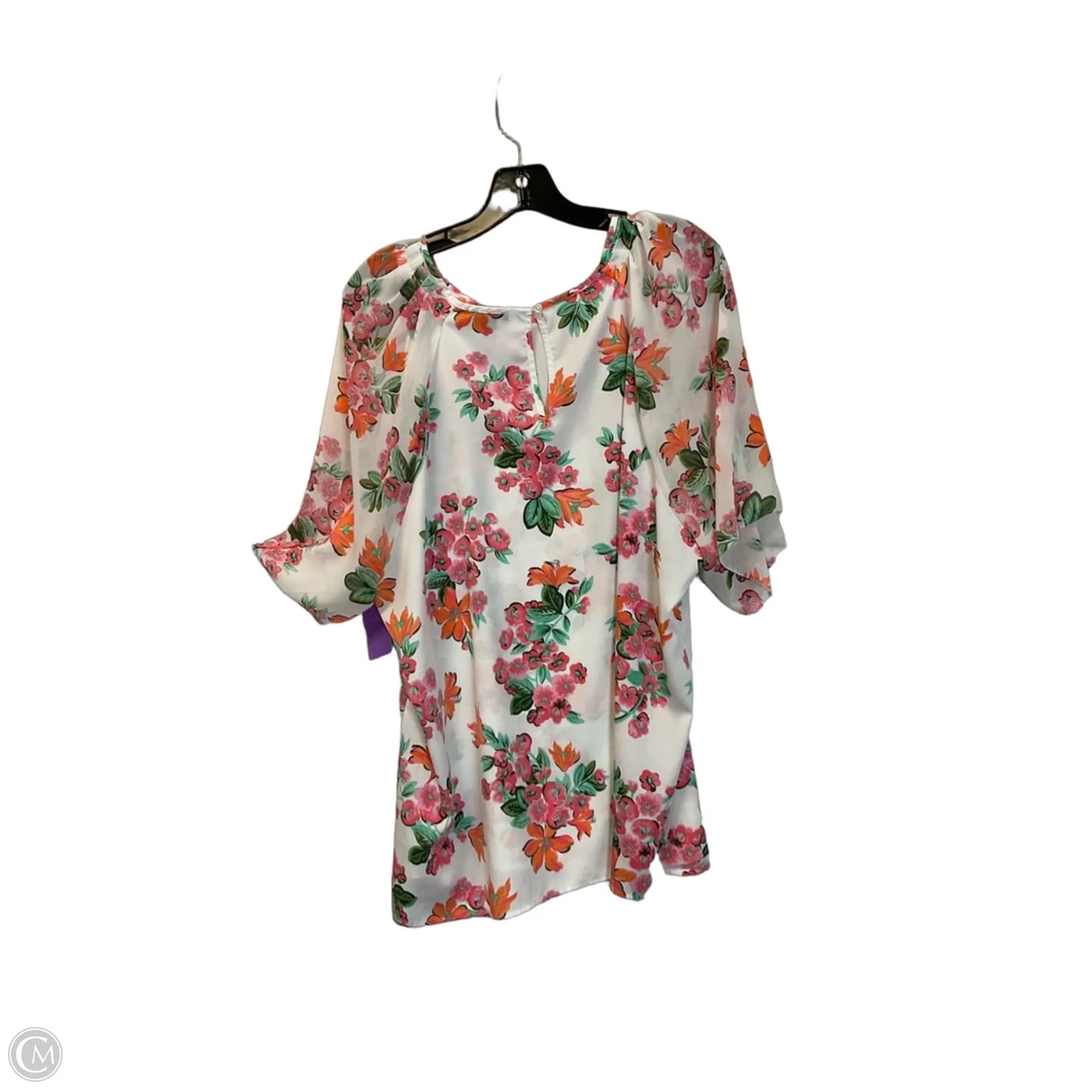 Top Short Sleeve By Ann Taylor In Orange & Pink, Size: Xxl