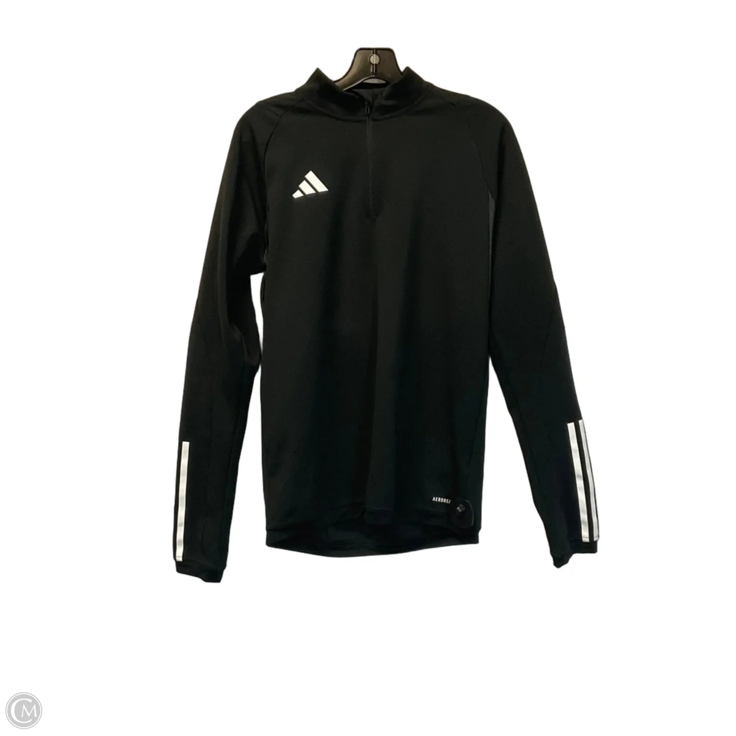 Athletic Top Long Sleeve Collar By Adidas In Black, Size: S