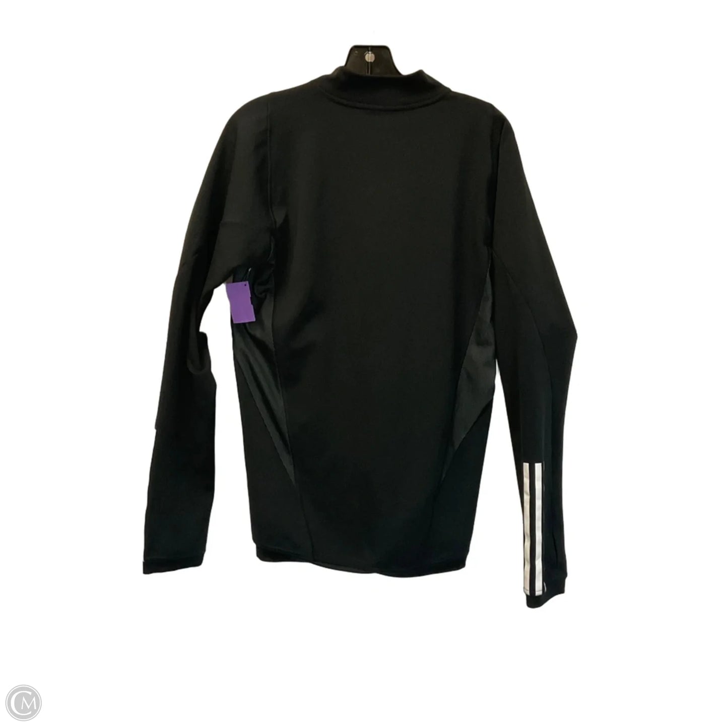 Athletic Top Long Sleeve Collar By Adidas In Black, Size: S