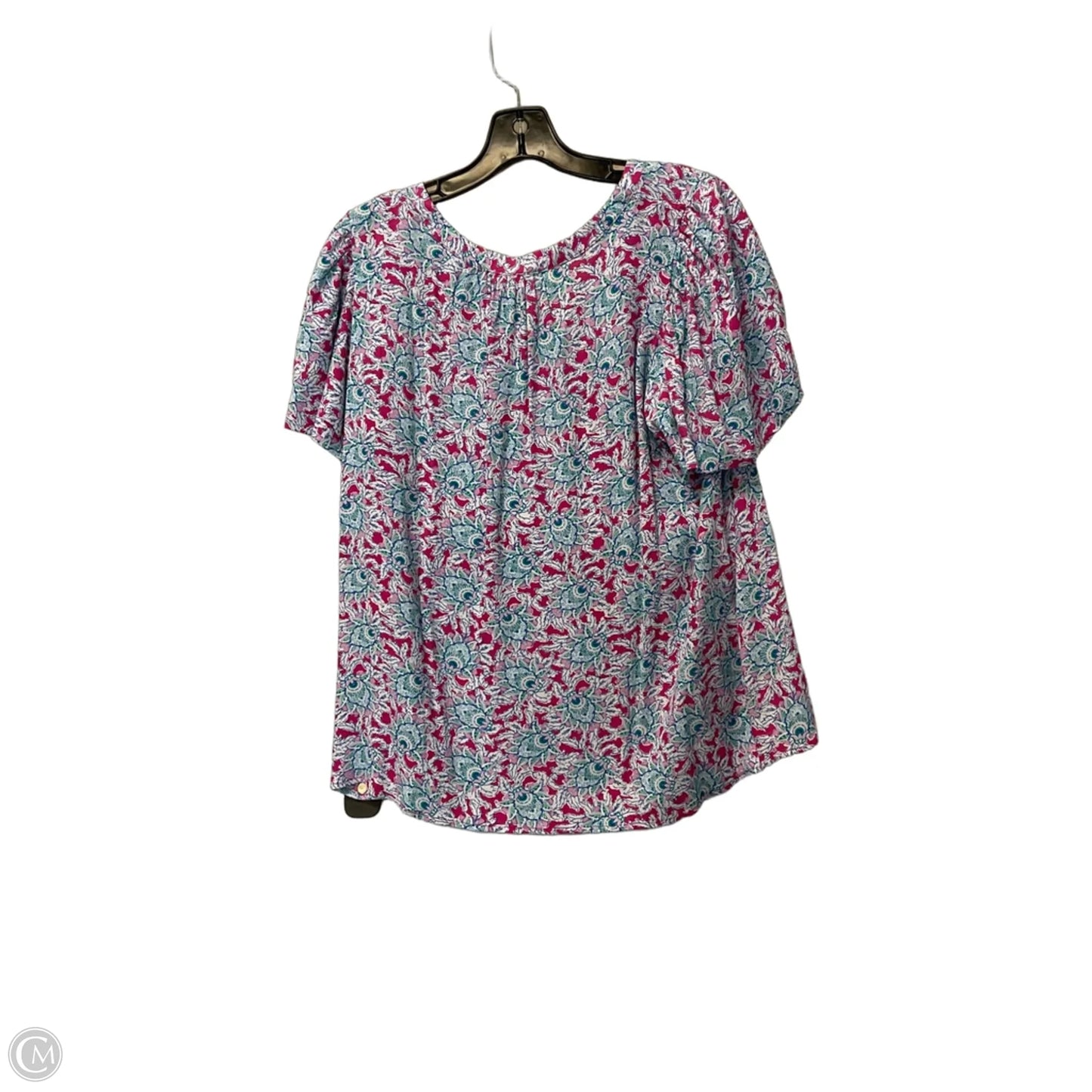 Top Short Sleeve By Loft In Green & Pink, Size: L