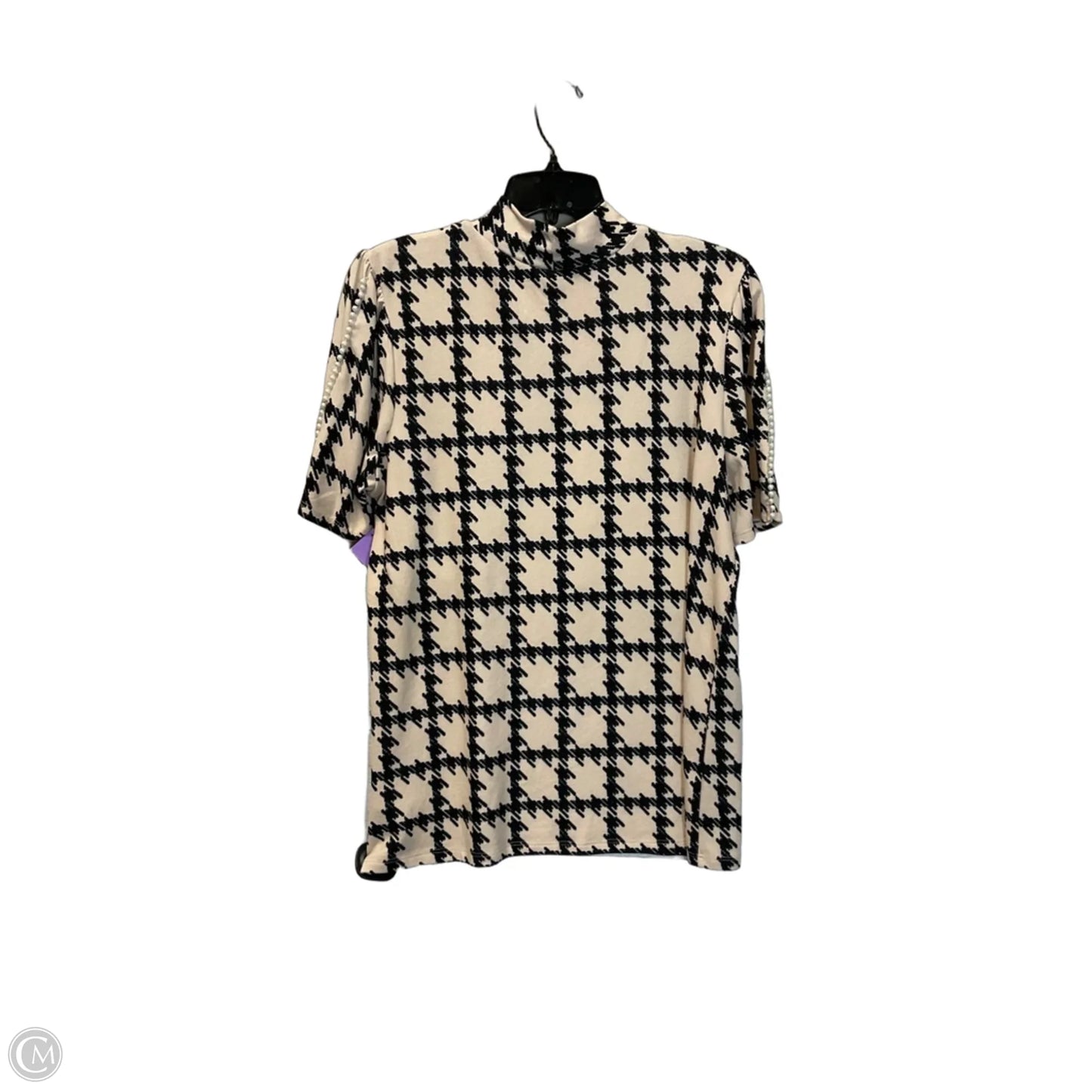 Top Short Sleeve By Como Blu In Black & Cream, Size: L