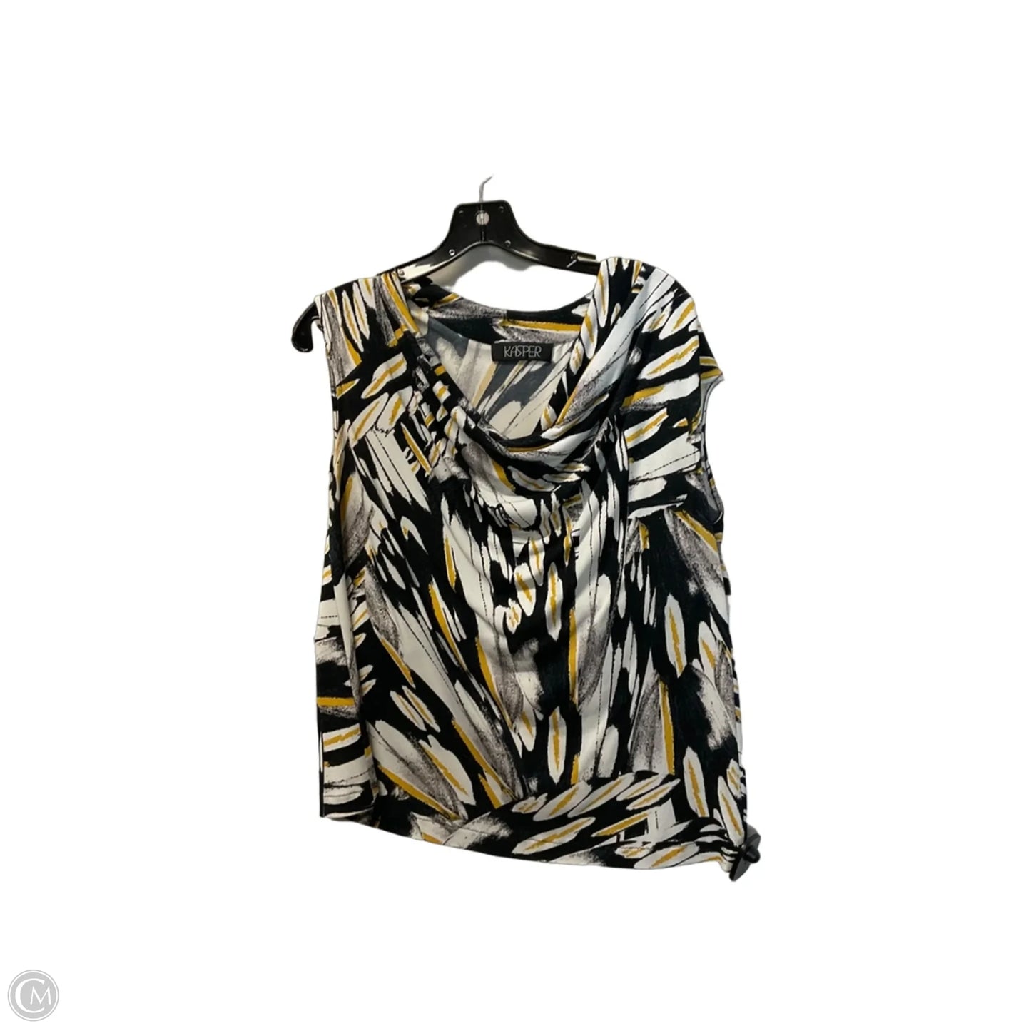 Top Sleeveless By Kasper In Black & Yellow, Size: M