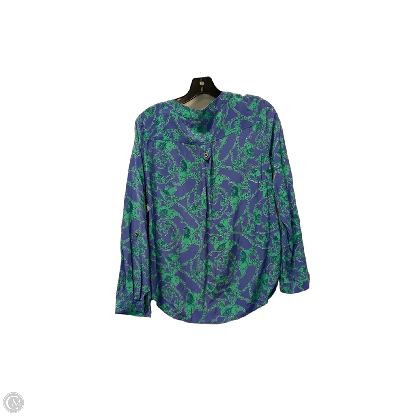 Top Long Sleeve Designer By Lilly Pulitzer In Blue & Green, Size: S