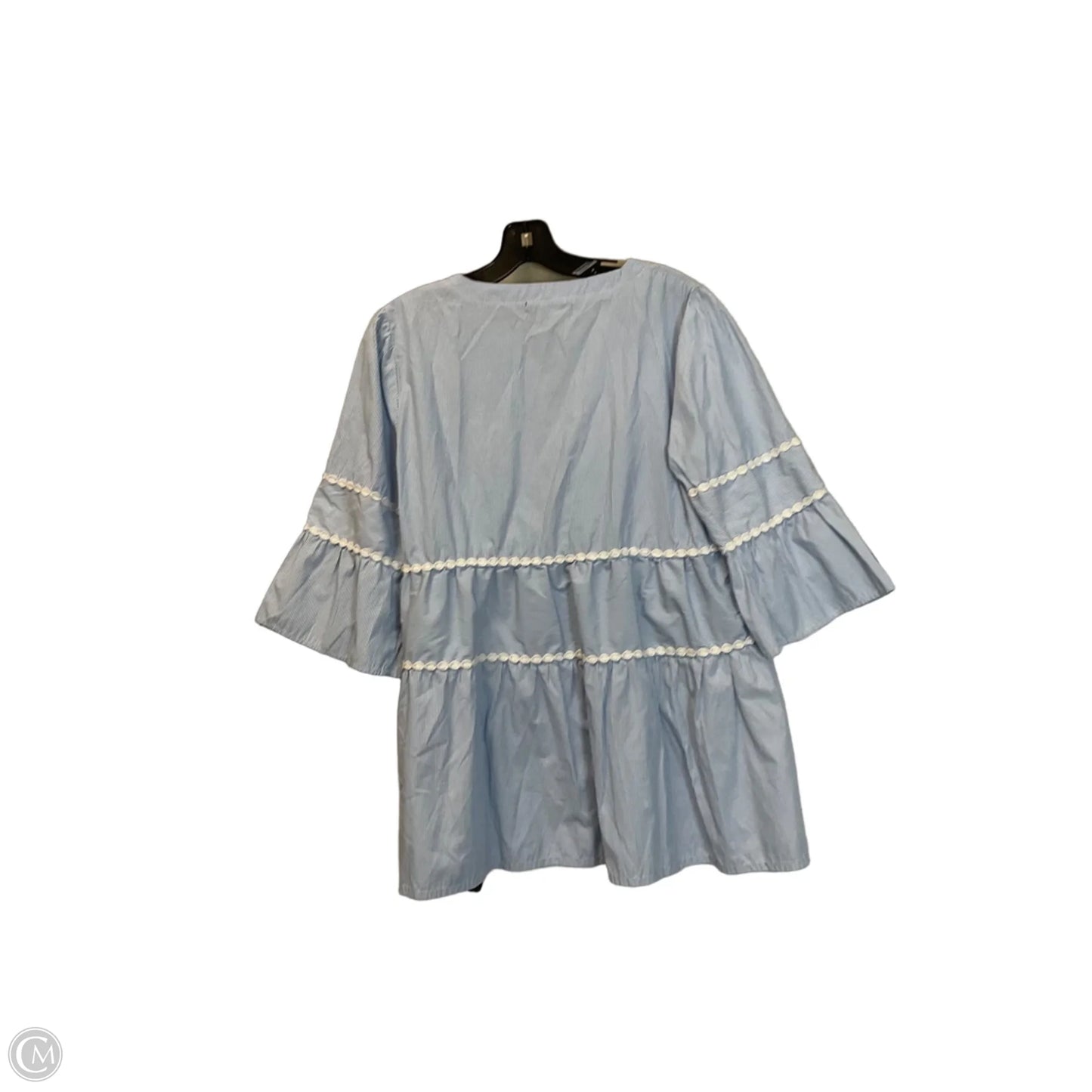 Top 3/4 Sleeve By Clothes Mentor In Blue & White, Size: L
